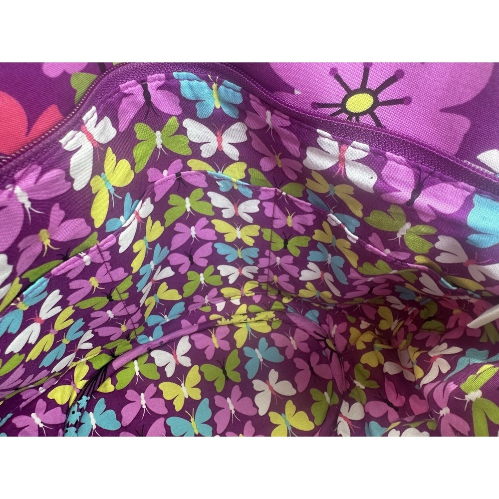 Vera Bradley Flutterby Purse Tote Shoulder Bag Zip Purple Flower Butterflies EUC - Picture 8 of 16